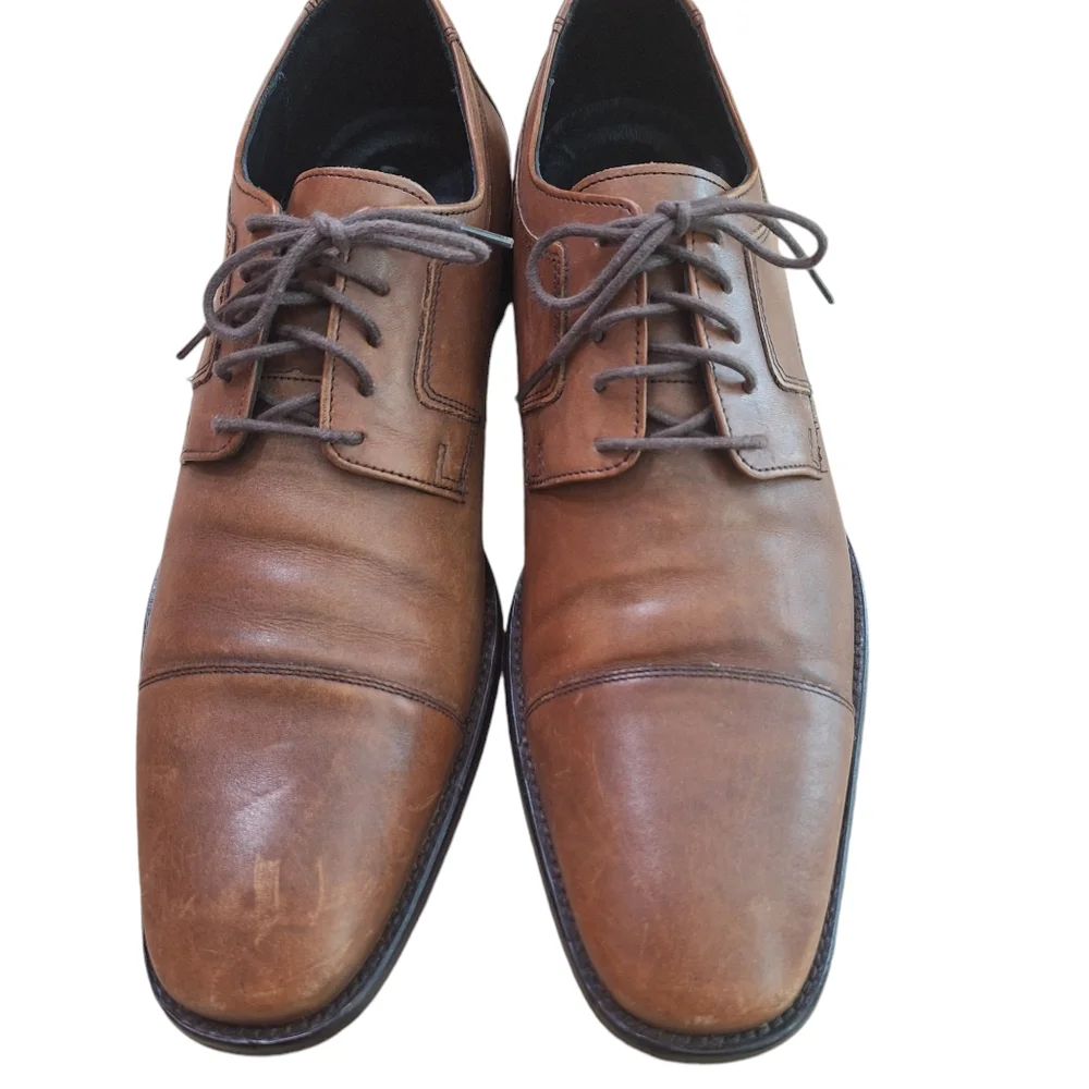 Johnston & Murphy Lancaster Cap Toe Derby Men's Tan Brown Dress Shoes sz 12M